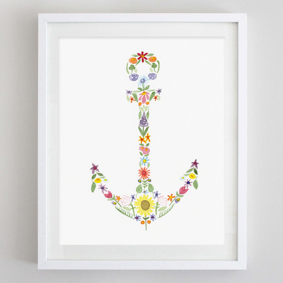 art print - anchor floral watercolor print - carly rae studio