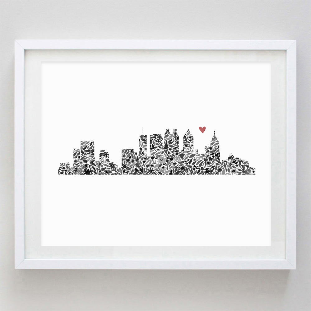 Atlanta Skyline Floral Watercolor Print