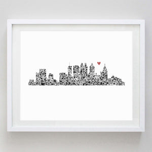 Custom Skyline (any in the world) Floral Watercolor Print
