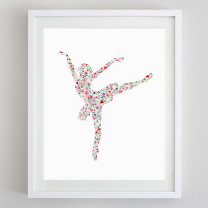 Ballerina 3 Floral Watercolor Print