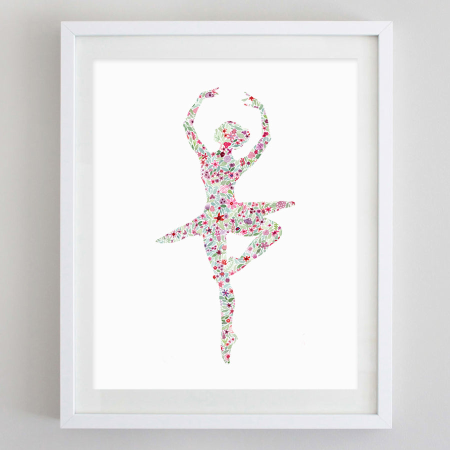 Ballerina 2 Floral Watercolor Print