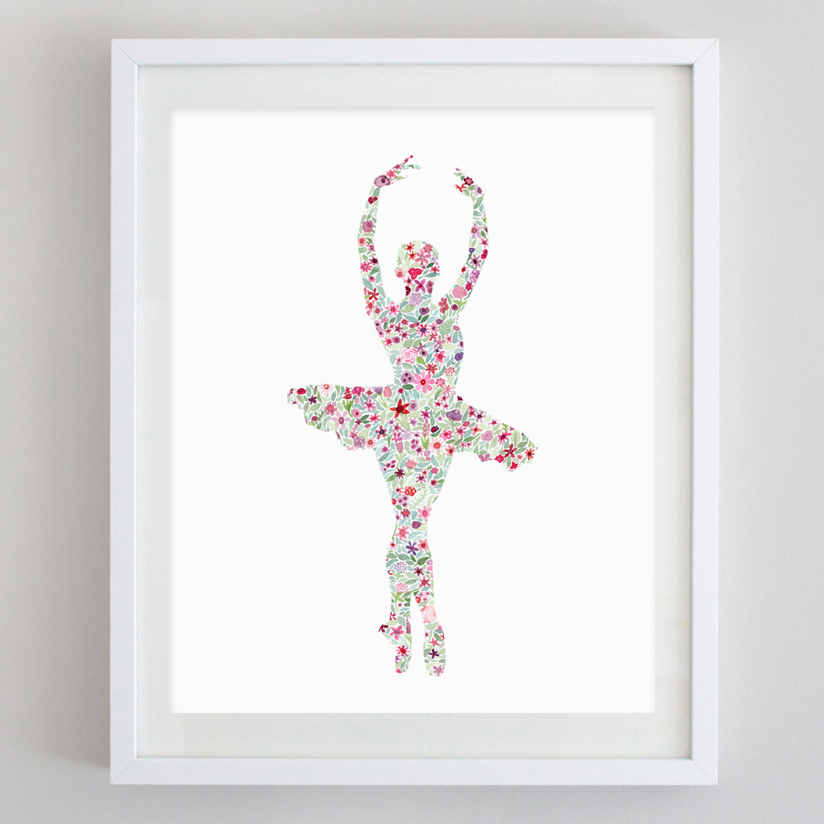 Ballerina 2 Floral Watercolor Print