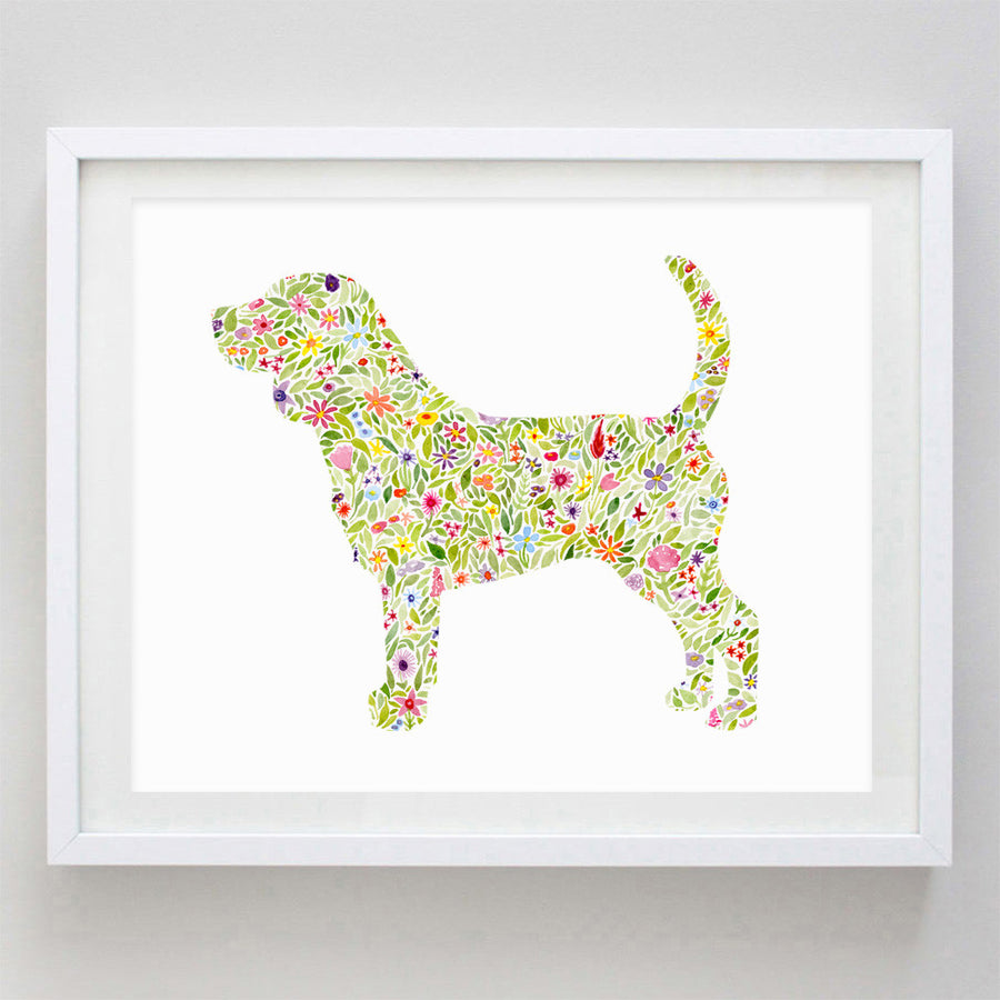 art print - beagle floral watercolor print - carly rae studio