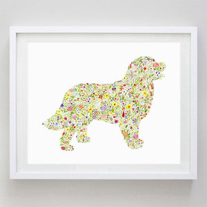 Bernese Mountain Dog Floral Watercolor Print