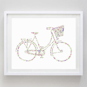 art print - bicycle floral watercolor print - carly rae studio