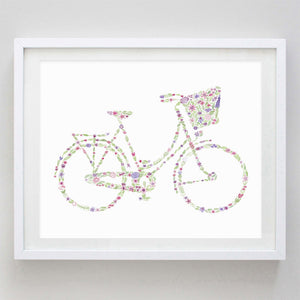 art print - bicycle floral watercolor print - carly rae studio