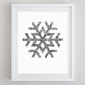 Snowflake Black and White Floral Watercolor Print