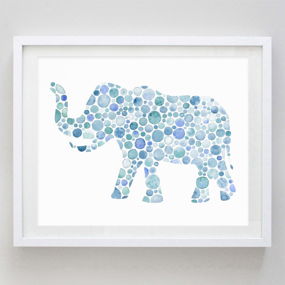 Blue Elephant Watercolor Print - Carly Rae Studio