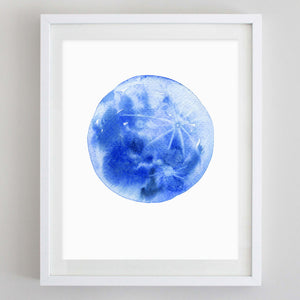 Blue Moon Watercolor Print