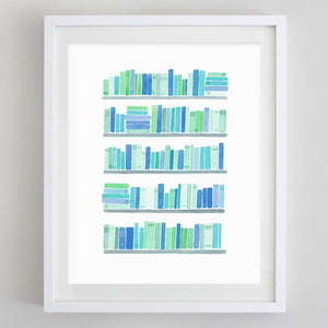 Bookshelf Watercolor Print