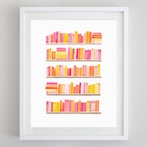 Bookshelf Watercolor Print