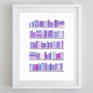 Bookshelf Watercolor Print