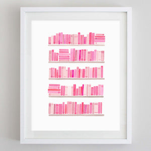 Bookshelf Watercolor Print