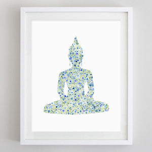 Buddha Yoga Floral Watercolor Art Print