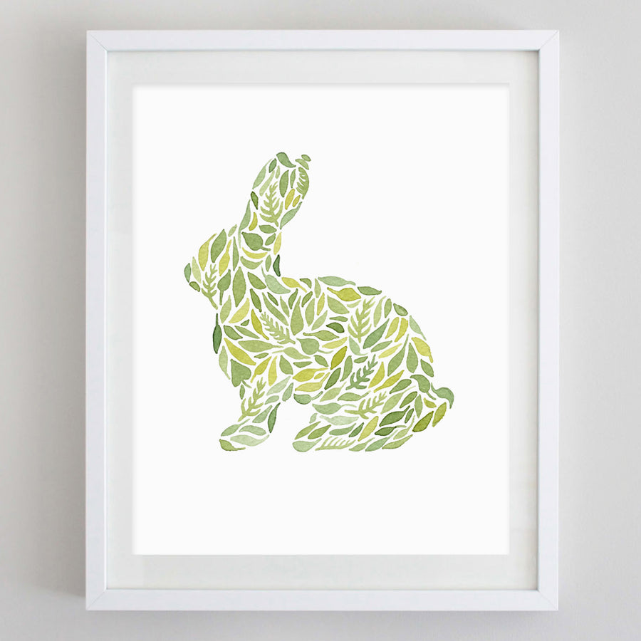 Bunny Green Watercolor Print