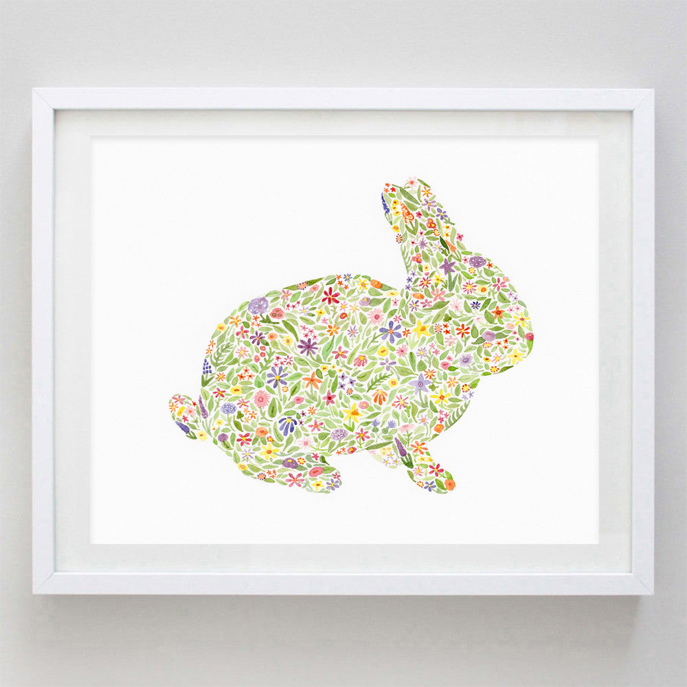 art print - bunny floral watercolor print - carly rae studio