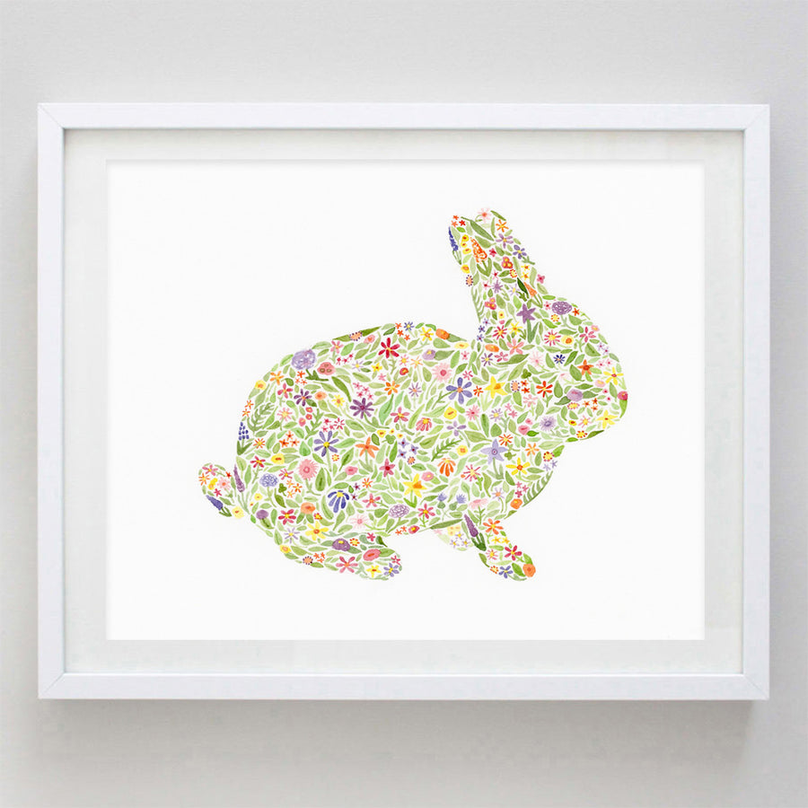art print - bunny floral watercolor print - carly rae studio