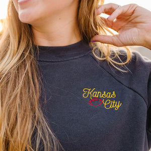 Kansas City Embroidered Crop Sweatshirt - Charcoal