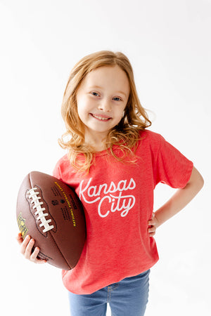 Kansas City Kids Script Tee - Red