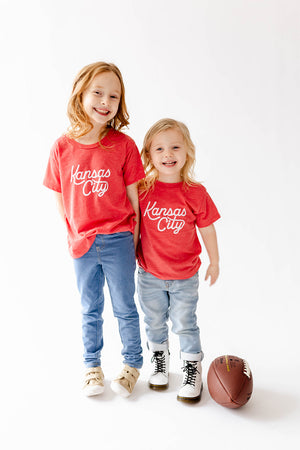 Kansas City Kids Script Tee - Red