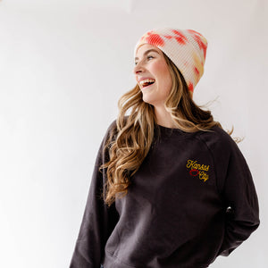 Kansas City Embroidered Crop Sweatshirt - Charcoal
