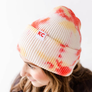 KC Watercolor Tie Dye Beanie - Red & Yellow