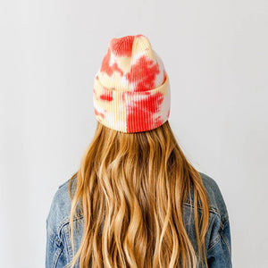 KC Watercolor Tie Dye Beanie - Red & Yellow