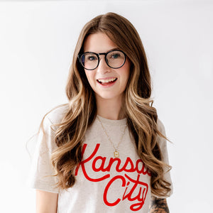 Kansas City Script T-Shirt - Oatmeal & Red