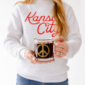 Floral Peace Sign Gold Mug