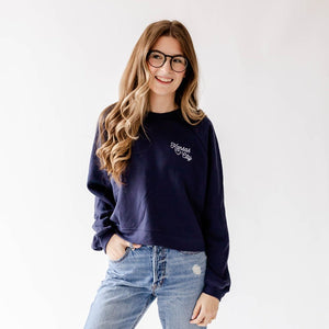 Kansas City Embroidered Crop Sweatshirt - Blue