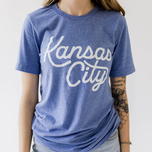 Kansas City Script Tee - Blue