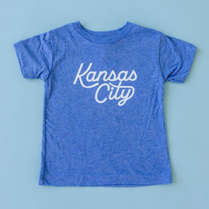 Kansas City Kids Script Tee - Blue