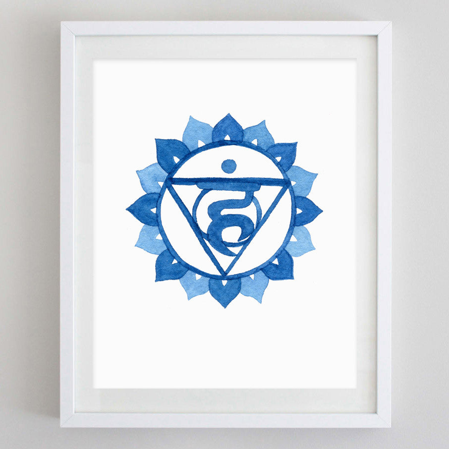 Throat Chakra Watercolor Print