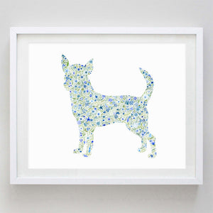 Chihuahua Floral Watercolor Print