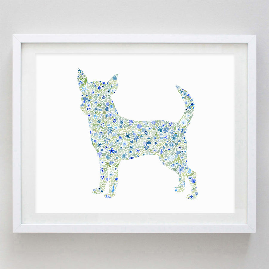 Chihuahua Floral Watercolor Print