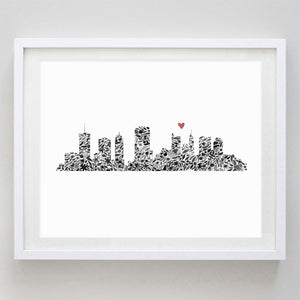 Columbus Skyline Floral Watercolor Print