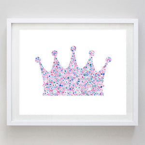 Crown Floral Watercolor Art Print - Zeta Tau Alpha and Alpha Sigma Alpha