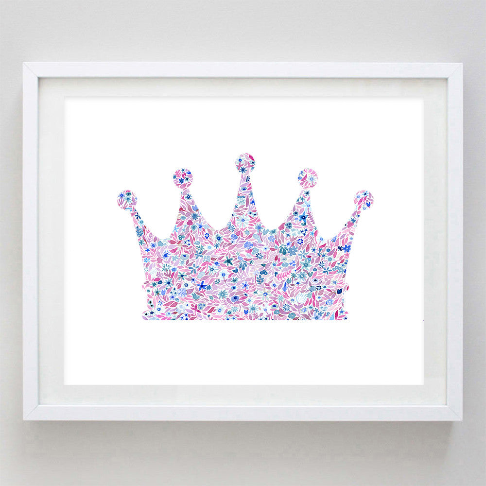 Crown Floral Watercolor Art Print - Zeta Tau Alpha and Alpha Sigma Alpha