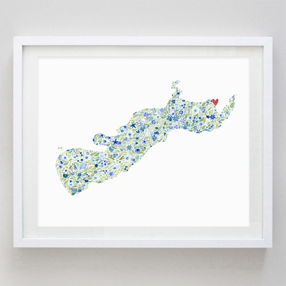 Green Lake Floral Watercolor Print