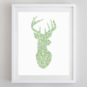 Deer Green Watercolor Print