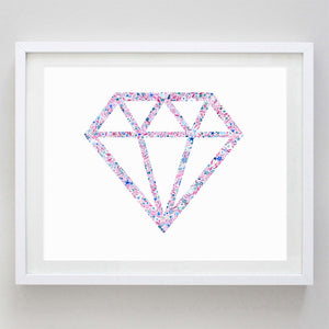 Diamond Floral Watercolor Art Print - Alpha Delta Pi