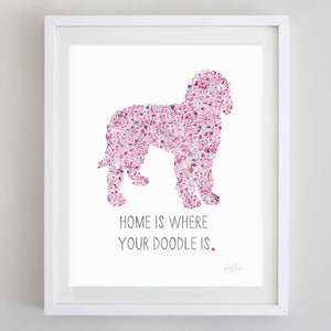 Golden Doodle Home Pink Floral Watercolor Print