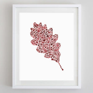 Fall Leaves Floral Watercolor Print