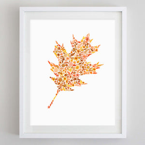Fall Leaves Floral Watercolor Print