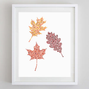 Fall Leaves Floral Watercolor Print