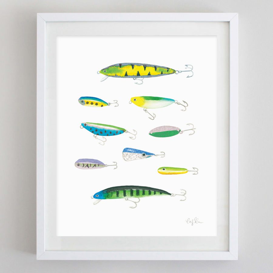 Fishing Lures Watercolor Print