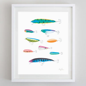 Fishing Lures Watercolor Print