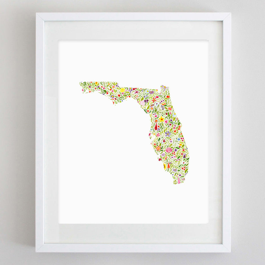 ANY State Floral Watercolor Print (Alabama-Missouri)