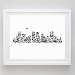 Fort Worth Skyline Watercolor Print