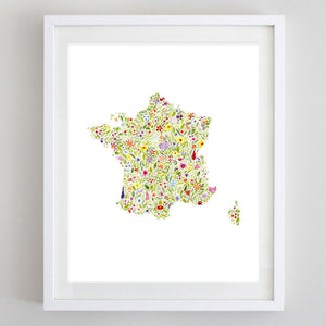 France Floral Watercolor Print